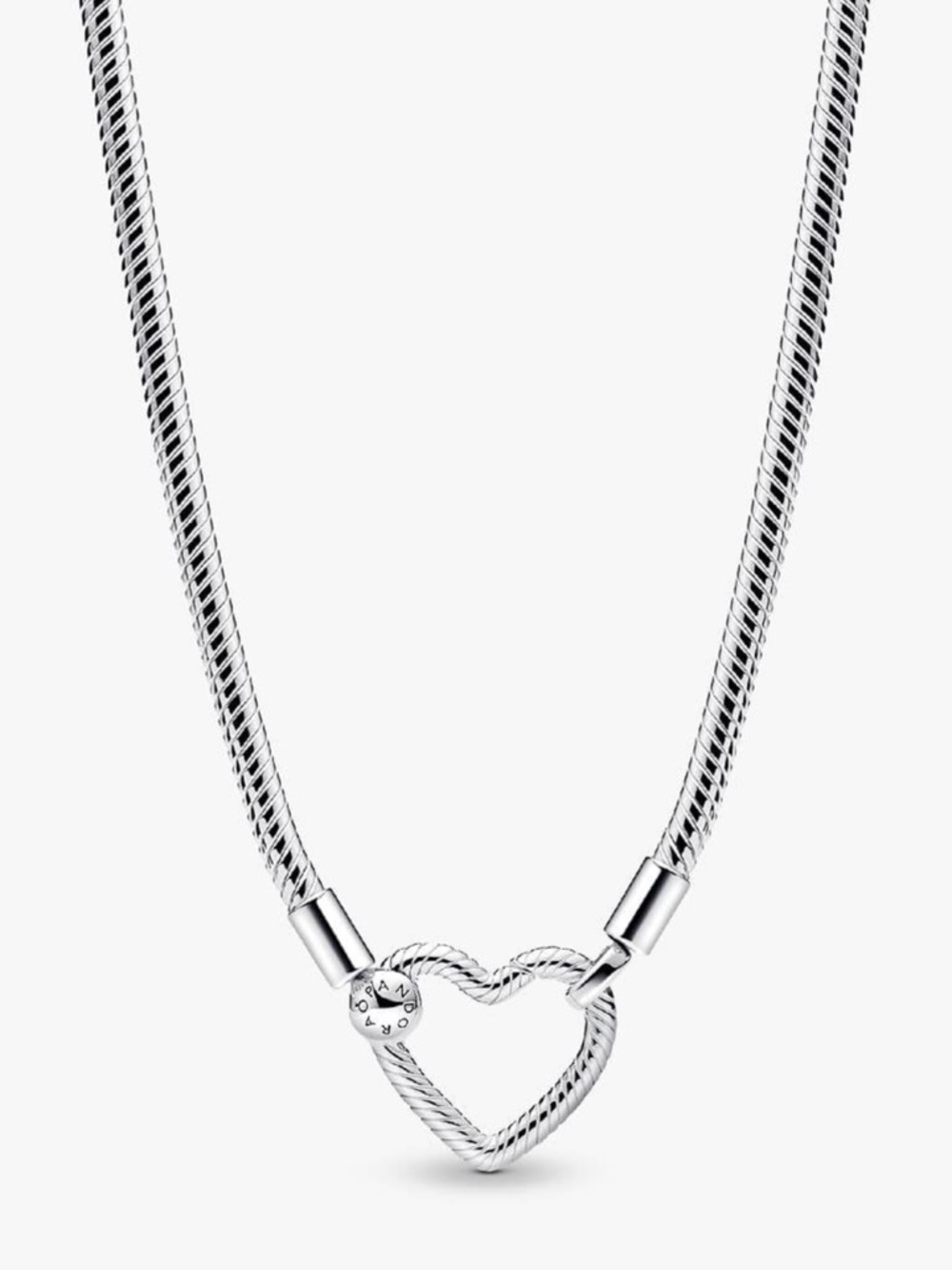 Pandora Silver Heart Rope-Link Necklace